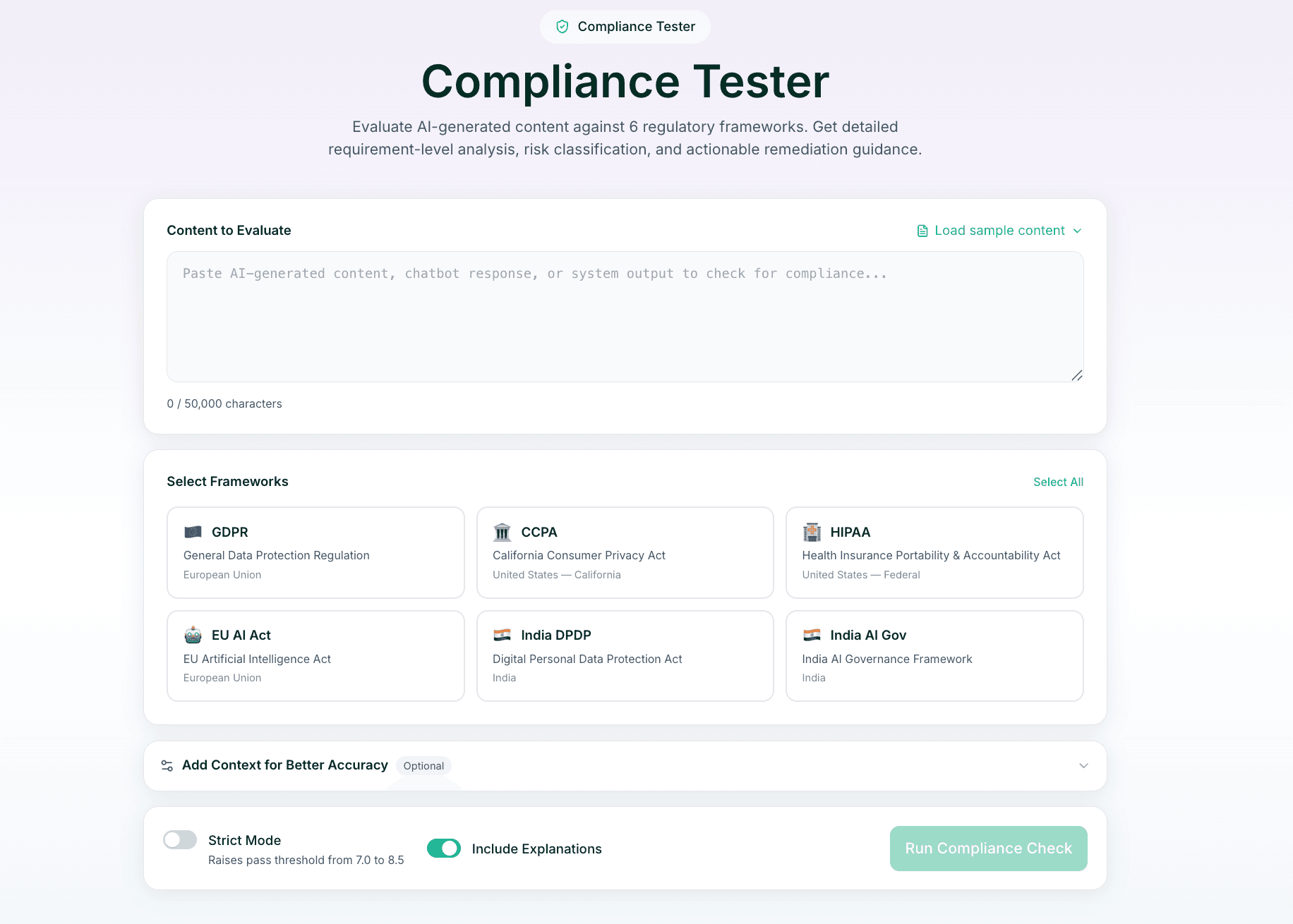 RAIL Compliance Tester demo